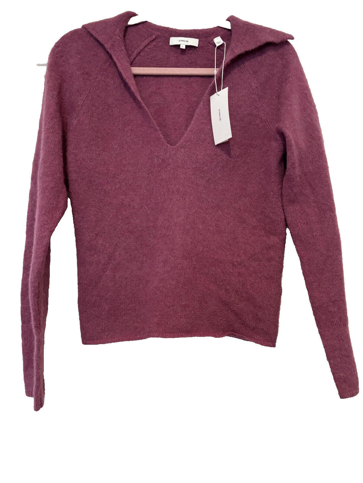 Vince Purple Cashmere Sz S Collared Long Sleeve Sweater New W/ Tags #3496